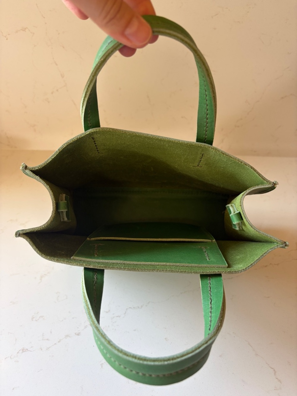 Parker Clay Green Leather Tote Bag - Picture 4 of 9